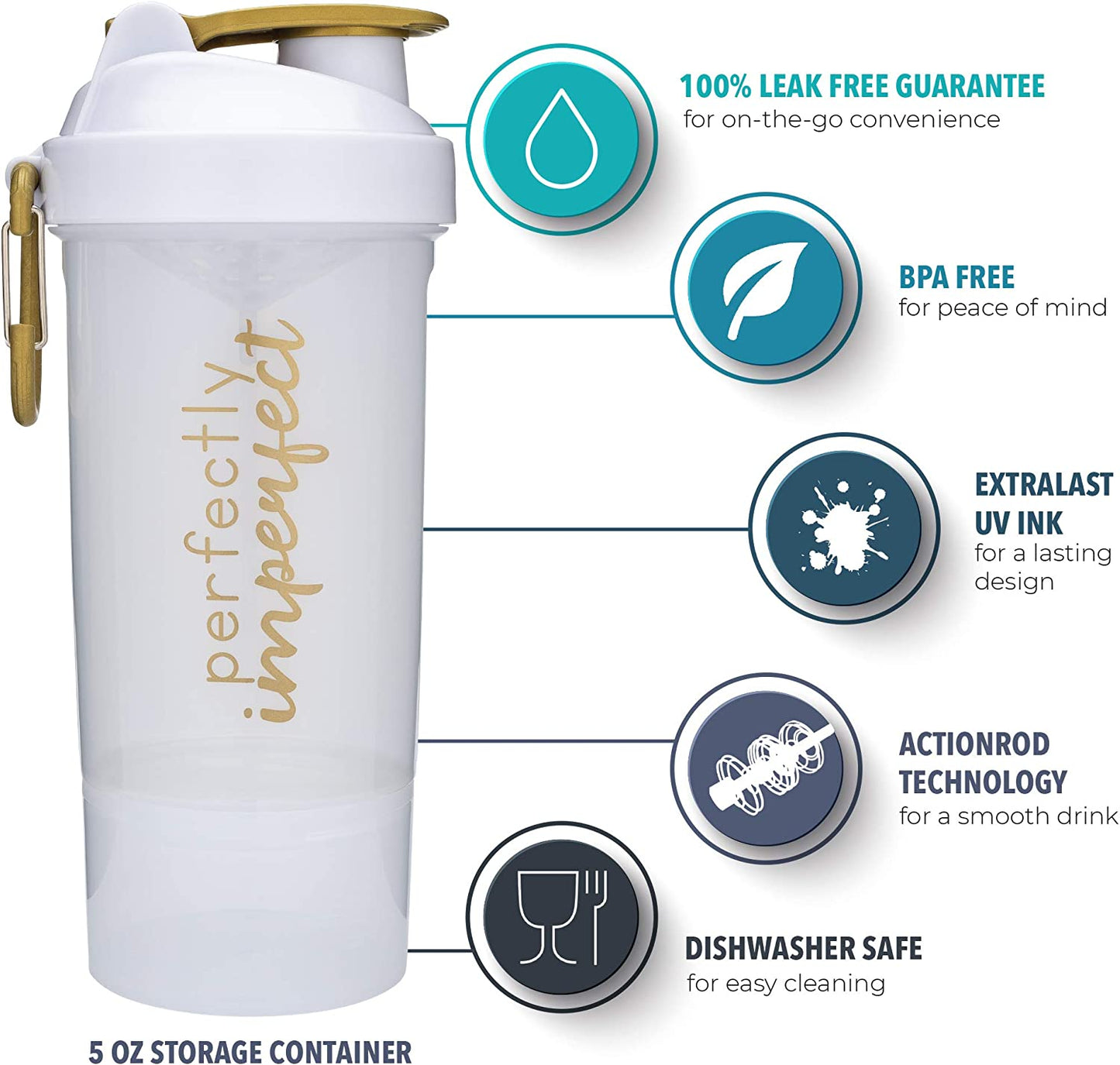 Shaker Bottle with Motivational Quotes | 27 Ounce Protein Shaker Cupwith Mixer Net | Attachable Container Storage for Protein or Supplements | Perfect Fitness Gift | Beyoutiful - Blue