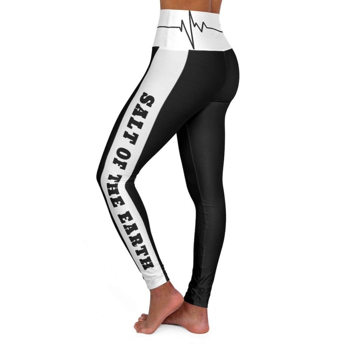 Womens High-waist Fitness Legging Yoga Pants - Black White Salt of the