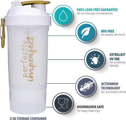 Shaker Bottle with Motivational Quotes | 27 Ounce Protein Shaker Cupwith Mixer Net | Attachable Container Storage for Protein or Supplements | Perfect Fitness Gift | Beyoutiful - Blue