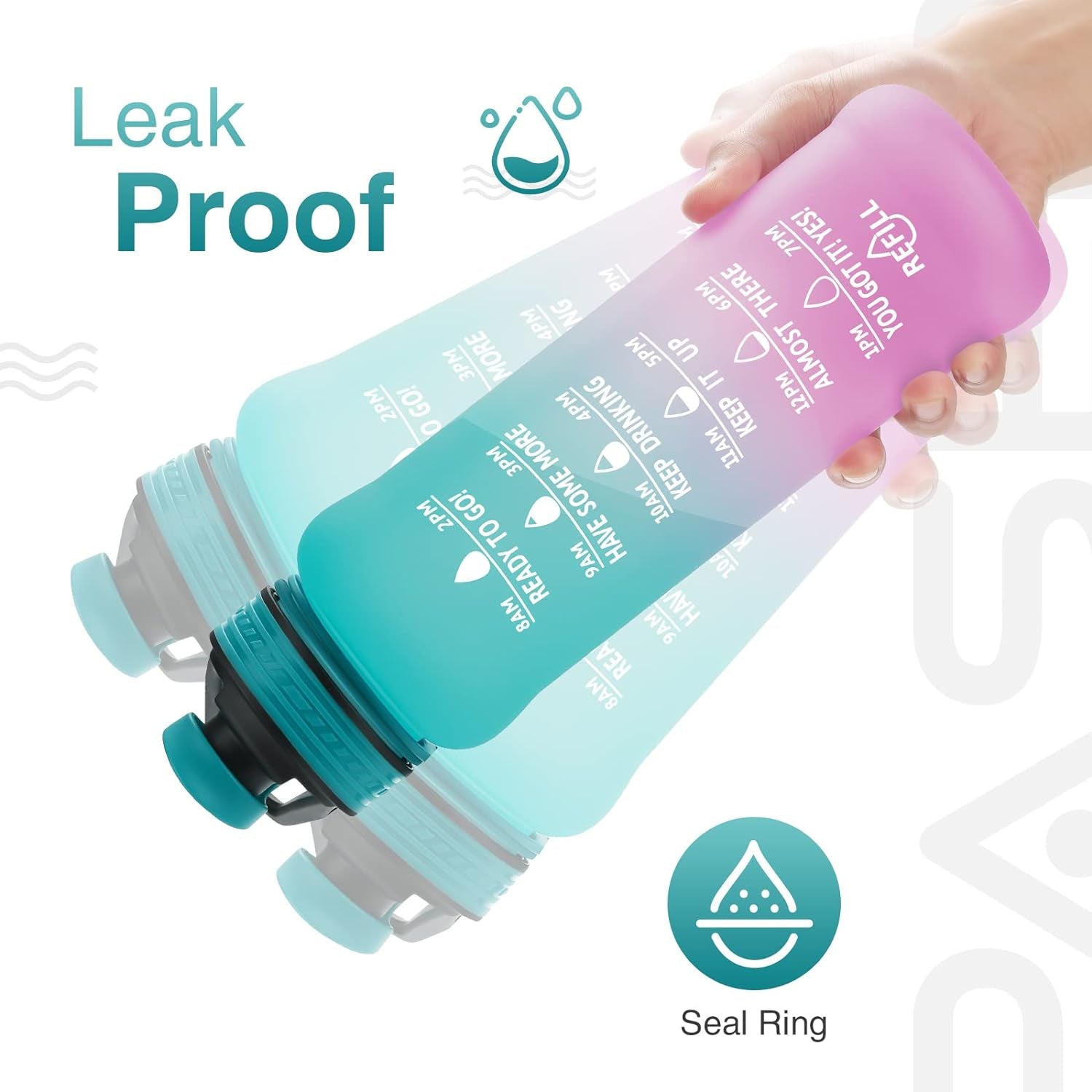 PASER 24/32 Oz Motivational Water Bottle with Time to Drink, Removable Straw & Time Marker, Tritan Bpa-Free, Flip Lid Fast Flow & Leak Proof Water Jug for School, Office, Fitness, Outdoor Sports…