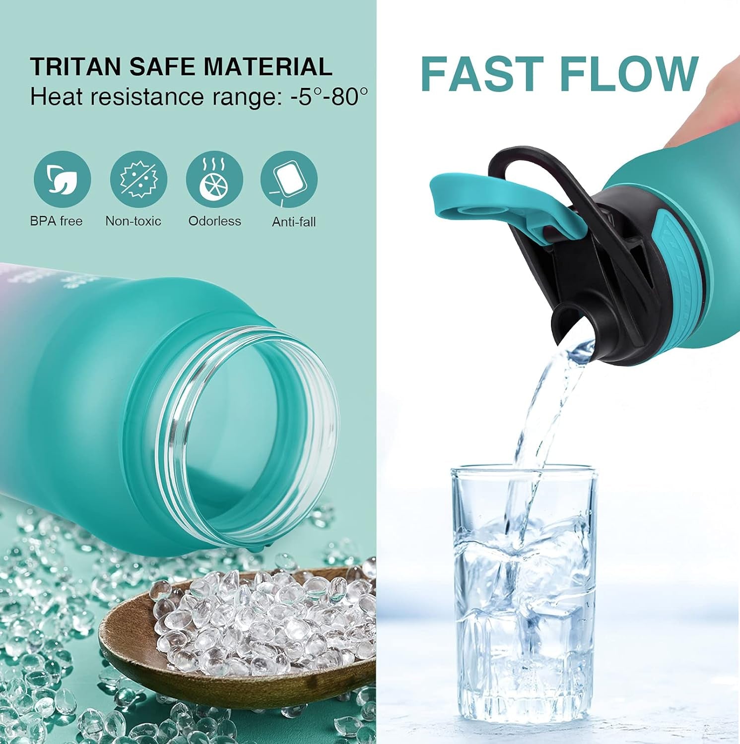 PASER 24/32 Oz Motivational Water Bottle with Time to Drink, Removable Straw & Time Marker, Tritan Bpa-Free, Flip Lid Fast Flow & Leak Proof Water Jug for School, Office, Fitness, Outdoor Sports…