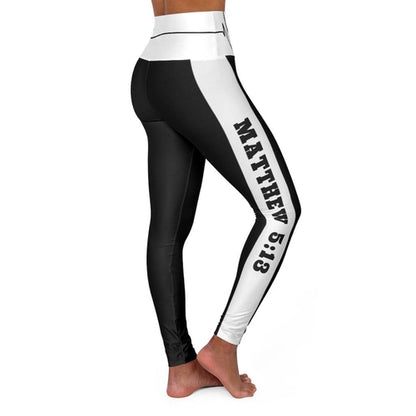 Womens High-waist Fitness Legging Yoga Pants - Black White Salt of the